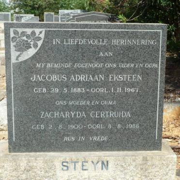STEYN Jacobus Adriaan Eksteen 1883-1967 &amp; Zacharyda Gertruida 1900-1986