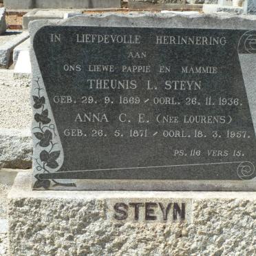 STEYN Theunis L. 1869-1936 &amp; Anna C.E. LOURENS 1871-1957