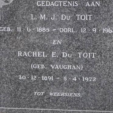 TOIT L.M.J., du 1885-1964 &amp; Rachel E. VAUGHAN 1891-1972
