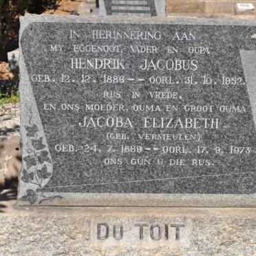TOIT Hendrik Jacobus, du 1886-1952 &amp; Jacoba Elizabeth VERMEULEN 1889-1973