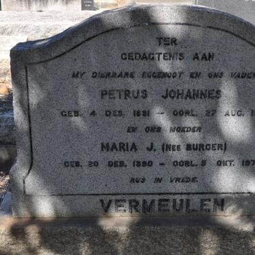 VERMEULEN Petrus Johannes 1891-1961 &amp; Maria J. BURGER  1890-1970