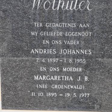 WOLHUTER Andries Johannes 1897-1955 &amp; Margaretha J.B. GROENEWALD 1895-1977