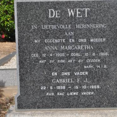 WET Gabriel F.J., de 1898-1969 &amp; Anna Margaretha 1900-1966