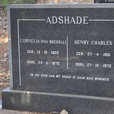 ADSHADE Henry Charles 1901-1972 &amp; Cornelia BREDELL 1905-1972