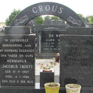 CROUS Hermanus Jacobus 1907-1986 &amp; Magdalena Susanna -1993