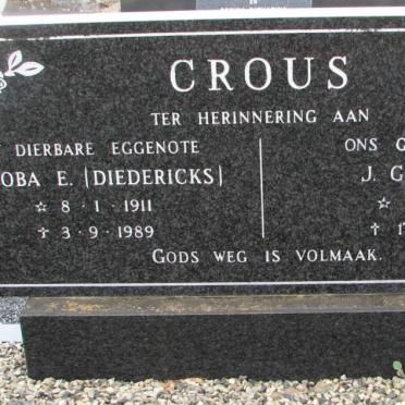 CROUS J.G.G. 1914-1992 &amp; Jacoba E. DIEDERICKS 1911-1989
