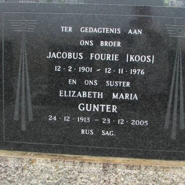 FOURIE Jacobus 1901-1976 :: GUNTER Elizabeth Maria 1913-2005