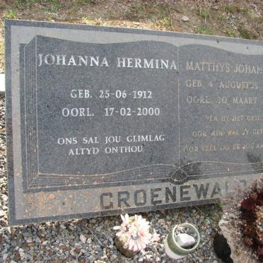 GROENEWALD Matthys Johannes 1903-1974 &amp; Johanna Hermina 1912-2000