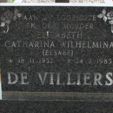VILLIERS Elizabeth Catharina Wilhelmina, de 1952-1985
