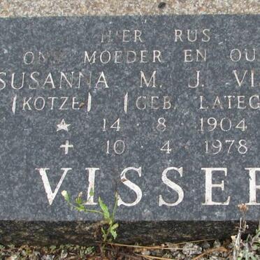 VISSER Susanna M.J. previously KOTZE nee LATEGAN 1904-1978