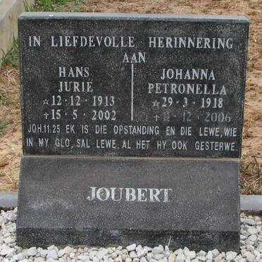 JOUBERT Hans Jurie 1913-2002 &amp; Johanna Petronella 1918-2006