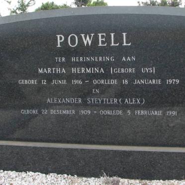POWELL Alexander Steytler 1909-1991 &amp; Martha Hermina UYS 1916-1979