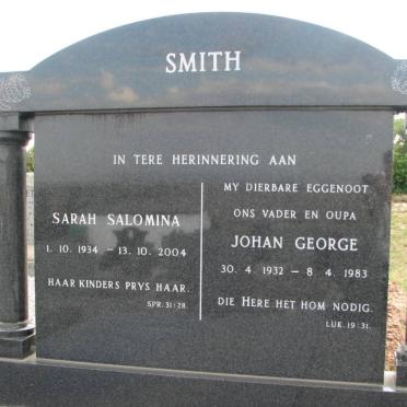 SMITH Johan George 1932-1983 &amp; Sarah Salomina 1934-2004