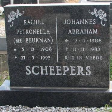 SCHEEPERS Johannes Abraham 1908-1983 &amp; Rachel Petronella BEUKMAN 1908-1995