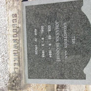 SCHOONWINKEL Johanna 1894-1968