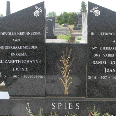 SPIES Daniel Johannes 1907-1981 &amp; Elizabeth Johanna 1910-1998