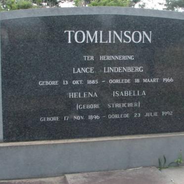 TOMLINSON Lance Lindenberg 1885-1966 &amp; Helena Isabella STREICHER 1896-1992