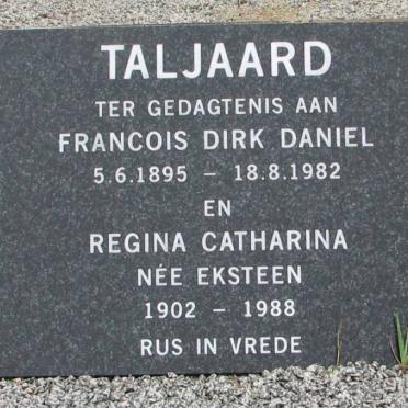 TALJAARD Francois Dirk Daniel 1895-1982 &amp; Regina Catharina EKSTEEN 1902-1988