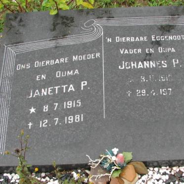 ? Johannes P. 1910-197? &amp; Janetta P 1915-1981