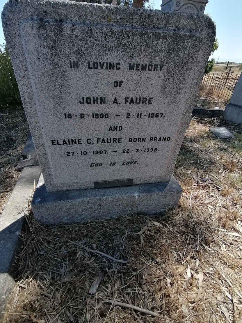 FAURE John A. 1900-1967 &amp; Elaine C. BRAND 1907-1998 :: FROST Rosaline Ida nee FAURE