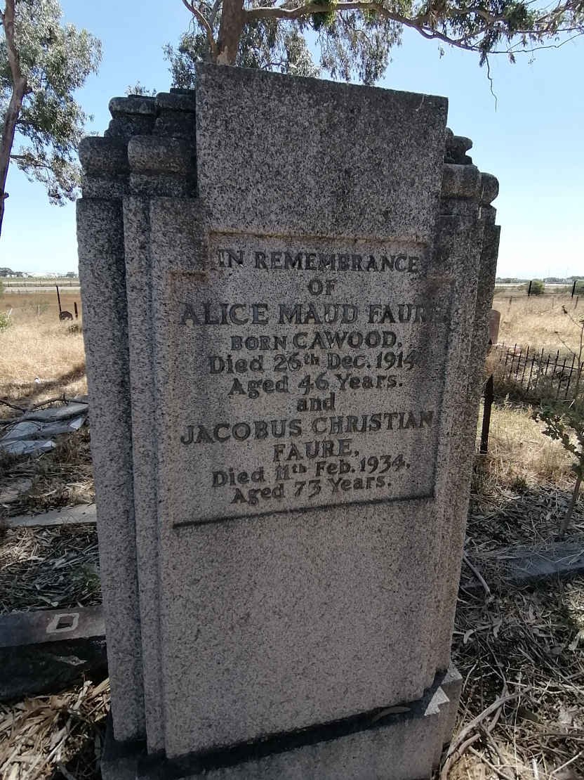FAURE Jacobus Christian -1934 & Alice Maud CAWOOD -1914