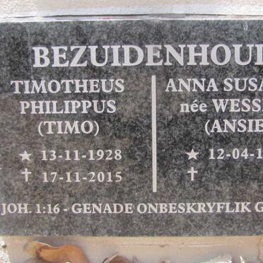 BEZUIDENHOUD Timotheus Philippus 1928-2015 &amp; Anna Susanna WESSELS 1931-