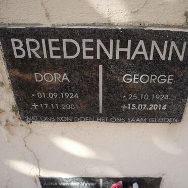 BRIEDENHANN George 1924-2014 & Dora 1924-2001