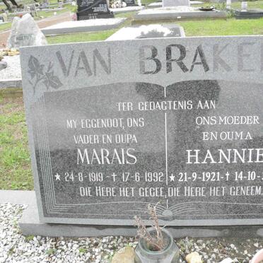 BRAKEL Marais, van 1919-1992 &amp; Hannie 1921-2009