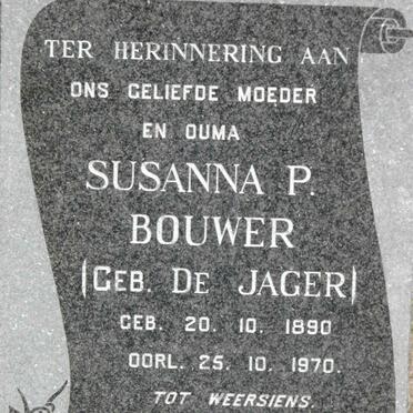 BOUWER Susanna P. neé DE JAGER 1890-1970