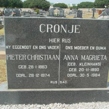 CRONJE Pieter Christiaan 1883-1974 &amp; Anna Magrieta KLEINHANS 1890-1984