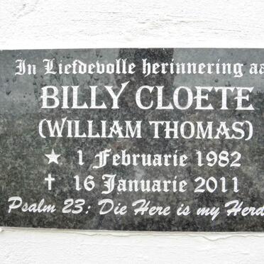 CLOETE William Thomas 1982-2011