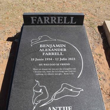 FARRELL Benjamin Alexander 1934-2023 & Antjie Anna Magdalena TALJAARD 1940-2020 