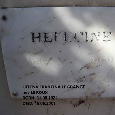 GRANGE Helena Francina, le nee LE ROUX 1921-2001
