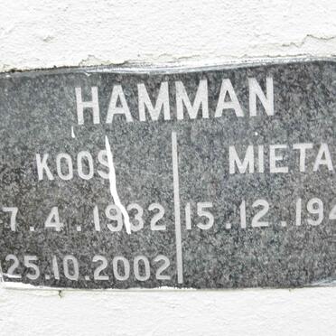 HAMMAN Koos 1932-2002 &amp; Mieta 1942-