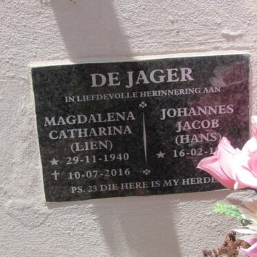 JAGER Johannes Jacob, de 19??- &amp; Magdalena Catharina 1940-2016
