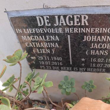 JAGER Johannes Jacob, de 1935-2021 & Magdalena Catherina 1940-2016