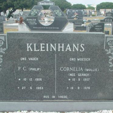 KLEINHANS P.C. 1906-1983 &amp; Cornelia GERBER 1907-1976
