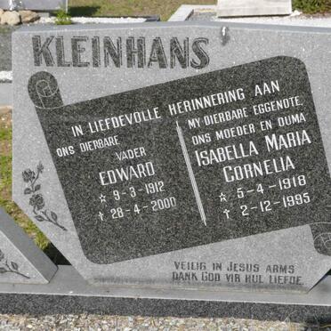 KLEINHANS Edward 1912-2000 &amp; Isabella Maria Cornelia 1918-1995
