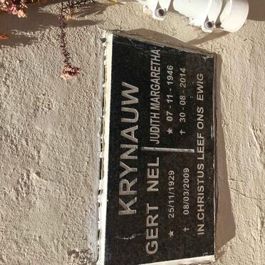 KRYNAUW Gert Nel 1929-2009 &amp; Judith Margaretha 1946-2014