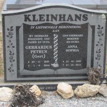 KLEINHANS Gerhardus Petrus 1925-2004 &amp; Anna Sophia 1928-2015