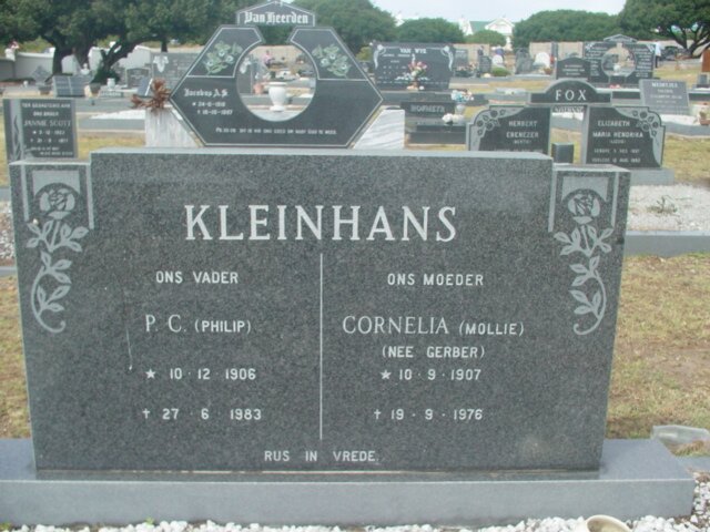 KLEINHANS P.C. 1906-1983 &amp; Cornelia GERBER 1907-1976