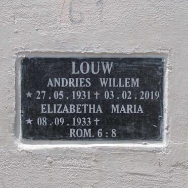 LOUW Andries Willem 1931-2019 &amp; Elizabeth Maria 1933-