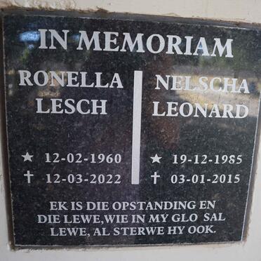 LESCH Ronella 1960-2022 :: LEONARD Nelscha 1985-2015