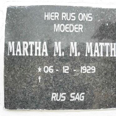 MATTHEE Martha M.M. 1929-