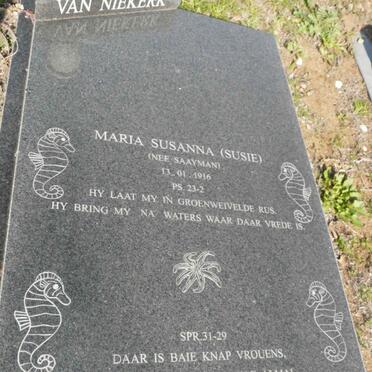 NIEKERK Maria Susanna, van neé SAAYMAN 1916-2000