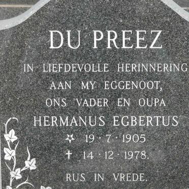 PREEZ Hermanus Egbertus, du 1905-1978