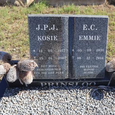 PRINSLOO J.P.J. 1917-2007 & E.C. 1930-2016