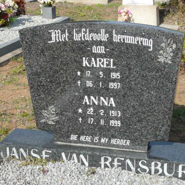 RENSBURG Karel, Janse van 1915-1997 &amp; Anna 1913-1999