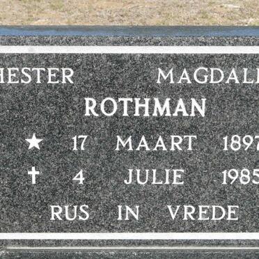 ROTHMAN Hester Magdalena 1897-1985