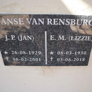 RENSBURG J.P., Janse van 1929-2001 & E.M. 1930-2018